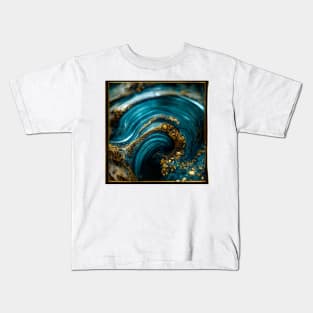 Golden aqua swirl Kids T-Shirt